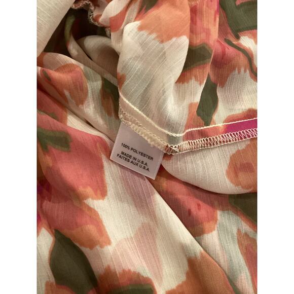 MISA Caria sonora flora Blouson Sleeve Tie Waist Mini Dress Floral Multicolor L - Picture 11 of 12